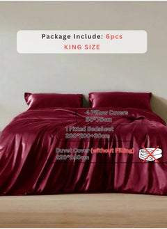 6 Piece Silk Satin King Size Bedding Set Red - pzsku/ZA3A3759432B476753FD8Z/45/_/1731071724/0c433a28-e2b5-450a-90af-cc8230627196