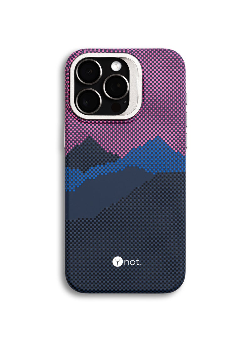 YNOT iPhone 16 Pro Max Case Carbon Fiber with MagSafe and Stand - Purple Sunset - Image 1