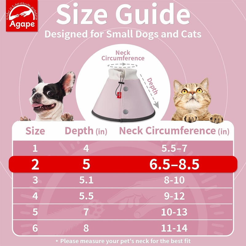 Agape Soft Dog Cone for Small Dogs & Cats (Pink (Small Dogs Cone), S (Neck:6"-9")) - Image 2