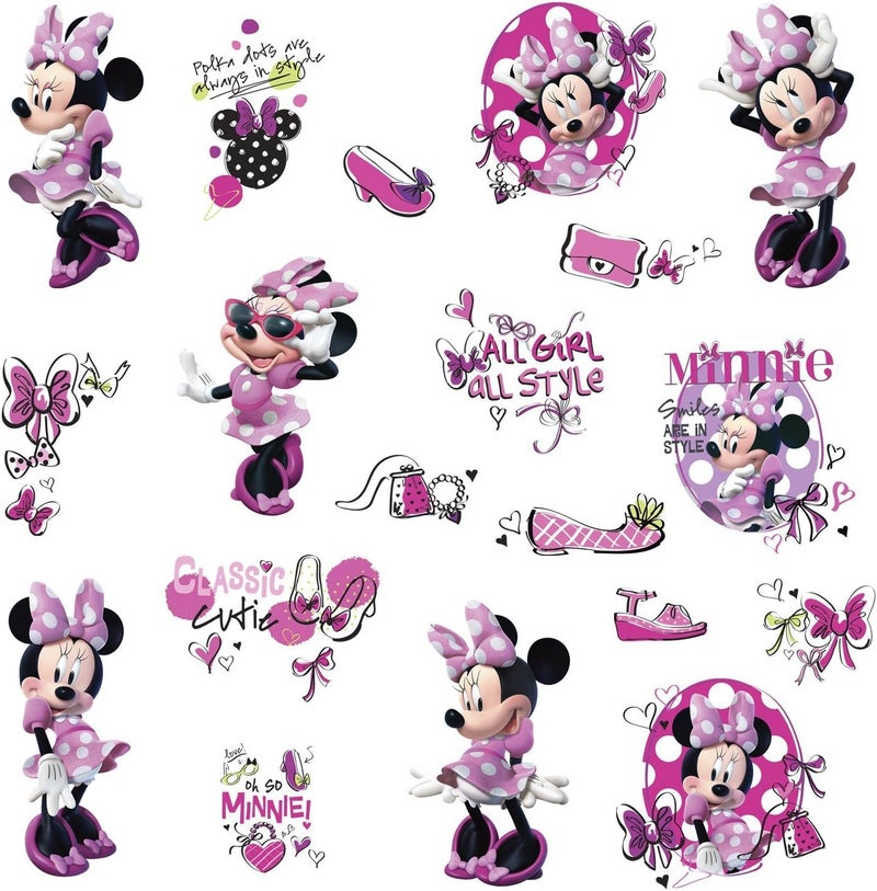 RoomMates RMK2554SCS Minnie Fashionista Peel and Stick Wall Decal Pink - Image 1