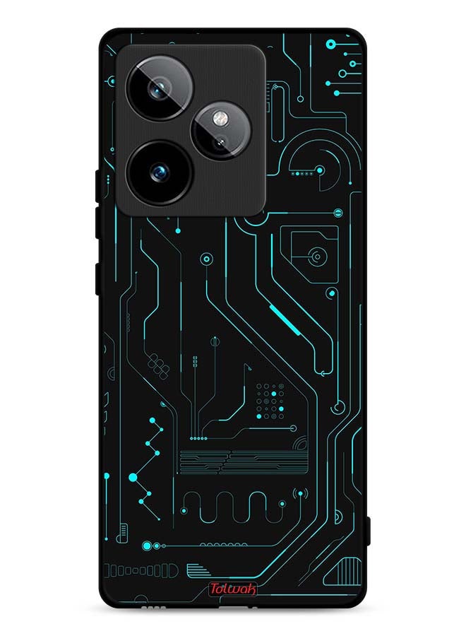 Tolwak Realme GT 7 5G Protective Case Cover Digital Art Circuits Minimalism Multiple Display