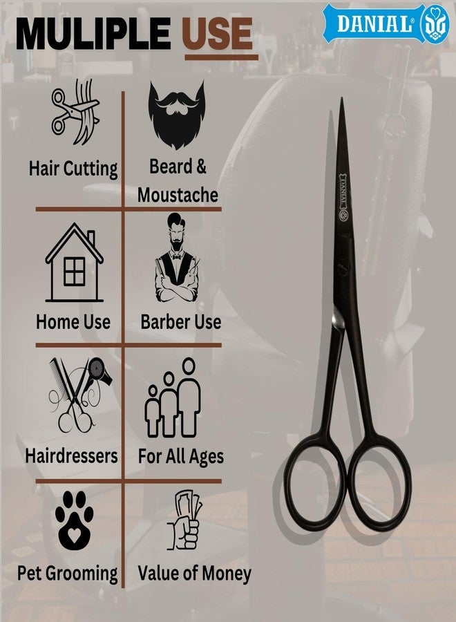 DANIAL 4.5" Professional Hair Cutting Scissor For Beard, Moustache - Travel Pouch - Perfect Beard Trimming Scissors for All Facial Hair Scissors - Grooming Scissor - Image 4