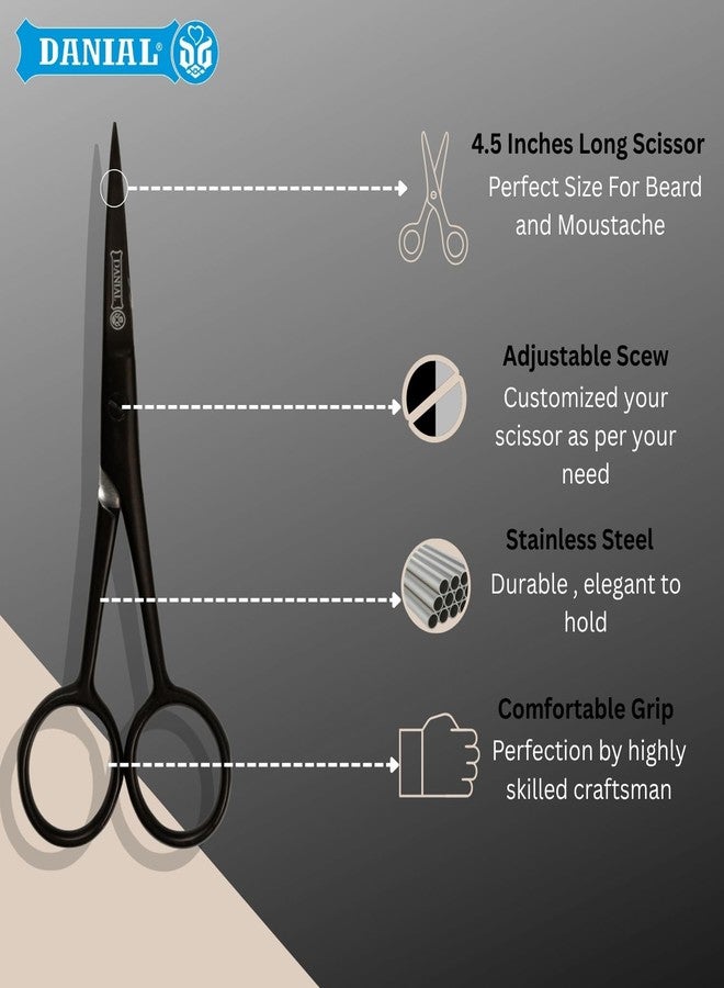 DANIAL 4.5" Professional Hair Cutting Scissor For Beard, Moustache - Travel Pouch - Perfect Beard Trimming Scissors for All Facial Hair Scissors - Grooming Scissor - Image 2