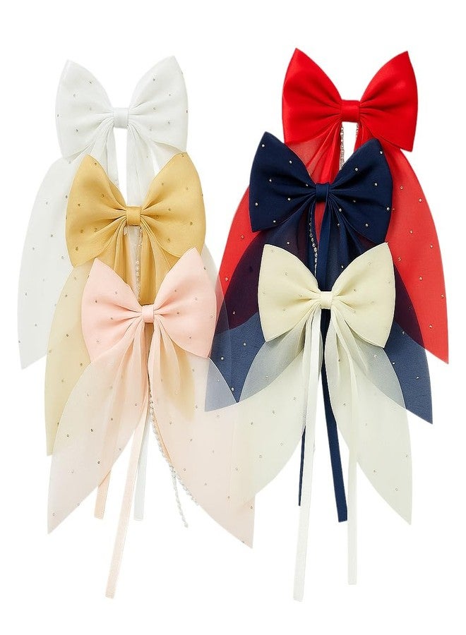 Samyak Hair Clips for Girls, 6 Pcs Princess Bow Pins, Korean Style Barrettes for Kids & Women, Cute Fashion Accessories - Image 1