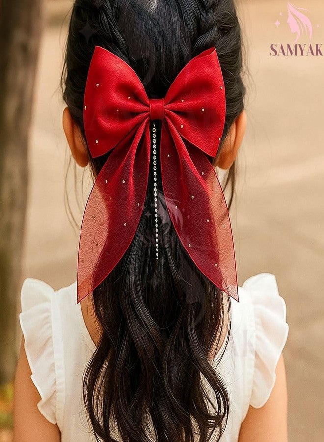 Samyak Hair Clips for Girls, 6 Pcs Princess Bow Pins, Korean Style Barrettes for Kids & Women, Cute Fashion Accessories - Image 3