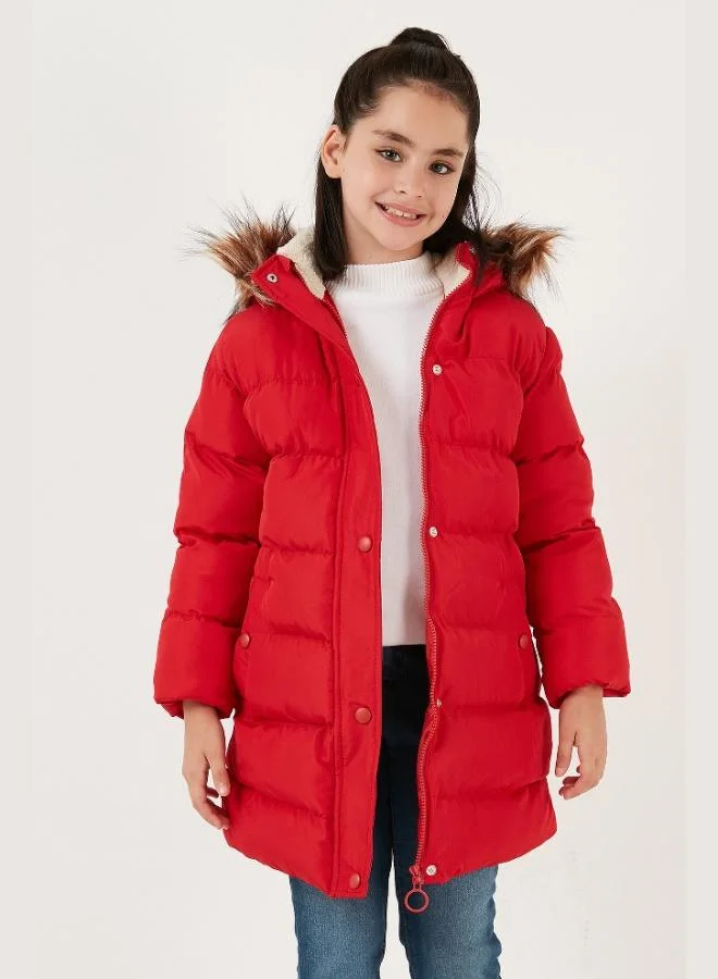 Lela Lela Collar Faux Fur Hooded Pocket Coat Girl's COAT 6028720