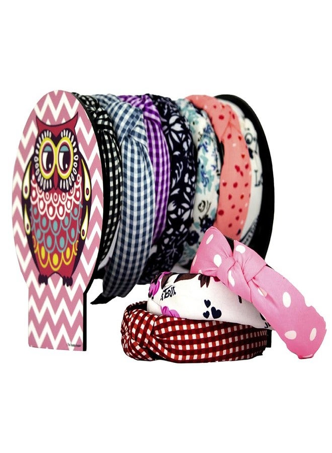The Rosette Imprint Acrylic Hairband Organiser for Girls Kids Women | Durable Headband Holder | Compact 6 x 8.5 x 7 in Size | Hairband Stand for Girls | Stylish Pink Owl Design - Image 1
