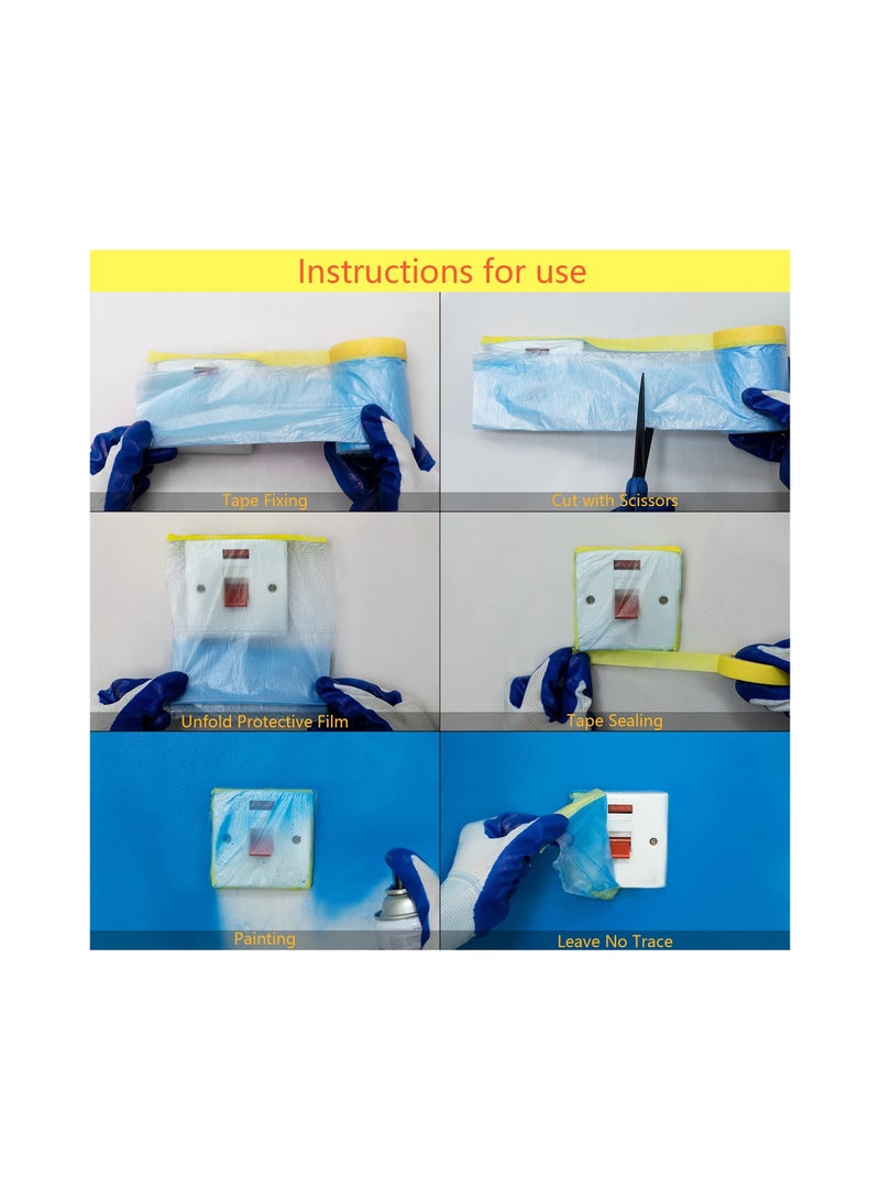 Y&D 6 Pack Tape and Drape Pre Taped Masking Protective Film for Automotive Covering Assorted Paper Painting 3 Sizes  - Image 5