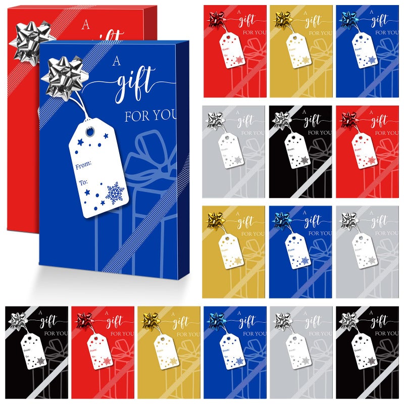 TecUnite 30 Pcs Gift Card Box Holders Gifts for You Present Greeting Card Holder with Paper Tags and Bows Mini Favor Wrapping Boxes for Holiday Party (Classic Color, Festival) - Image 1