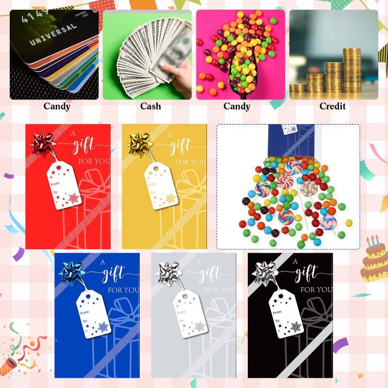 TecUnite 30 Pcs Gift Card Box Holders Gifts for You Present Greeting Card Holder with Paper Tags and Bows Mini Favor Wrapping Boxes for Holiday Party (Classic Color, Festival) - Image 5