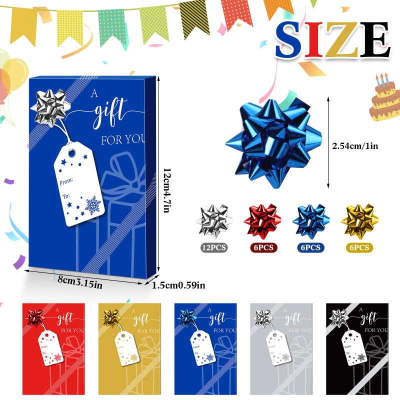 TecUnite 30 Pcs Gift Card Box Holders Gifts for You Present Greeting Card Holder with Paper Tags and Bows Mini Favor Wrapping Boxes for Holiday Party (Classic Color, Festival) - Image 2