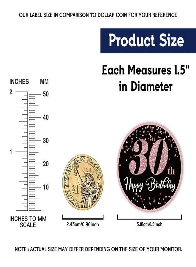 REWIDPARTY 1.5 Inch Round 30th Birthday Stickers（80 Pieces） Rose Gold Happy 30th Birthday Stickers 30th Birthday Party Favor Stickers Adhesive Party Stickers 30th Birthday Party Decorations Supplies - Image 2