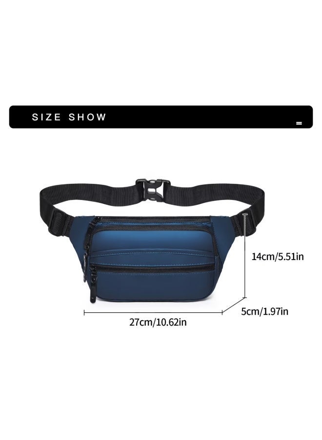Casual Waist Bag for Men Women, Water-Resistant PU Leather Fanny Pack with Multi Pockets, Lightweight Crossbody Hip Bag for Travel Hiking Sports 10.63 x 5.5 x 1.9in - Image 5