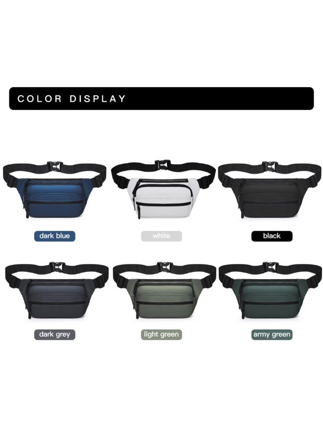 Casual Waist Bag for Men Women, Water-Resistant PU Leather Fanny Pack with Multi Pockets, Lightweight Crossbody Hip Bag for Travel Hiking Sports 10.63 x 5.5 x 1.9in - Image 3