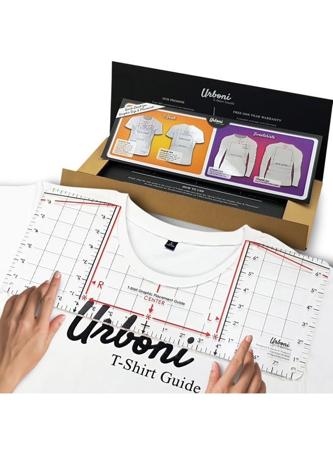 Urboni Tshirt Ruler Guide for Vinyl Alignment and Center Designs, T shirt Ruler Alignment Tool Placement for Heat Press and Cricut - Image 1