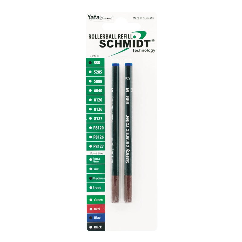 Schmidt 888 Ceramic Rollerball Plastic Tube Refill Medium Point 0.7mm, Blue, 2 Pack Blister (SC58112) - Image 1