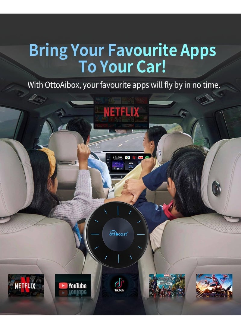 OTTOCAST P3 OttoAiBox - 2024 Android 12 CarPlay AI Box, Wireless CarPlay & Android Auto Adapter, 8GB+128GB, HDMI Output, GPS, Video Viewing YouTube, Netflix, Tiktok - Image 5