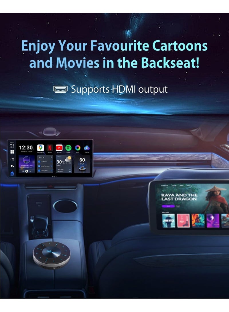 OTTOCAST P3 OttoAiBox - 2024 Android 12 CarPlay AI Box, Wireless CarPlay & Android Auto Adapter, 8GB+128GB, HDMI Output, GPS, Video Viewing YouTube, Netflix, Tiktok - Image 4