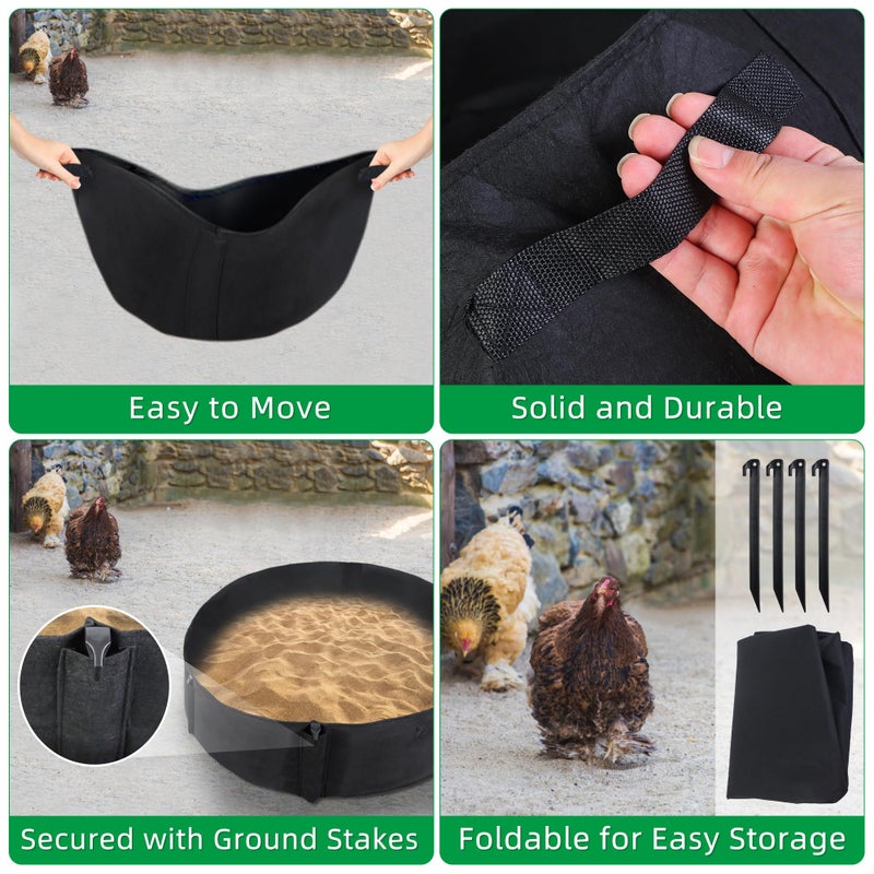 WBCBEC Chicken Dust Bath Tub Dust Bath for Chickens Chicken Coop Cleaner Container with 4 Ground Stakes Chicken Coop Accessory for Farms - Image 3