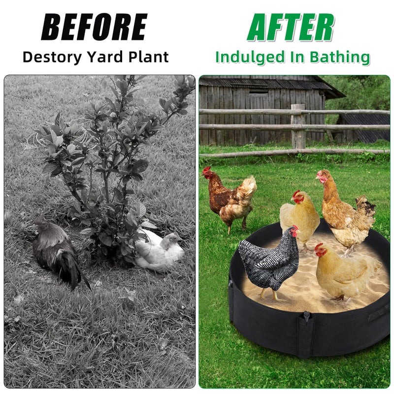 WBCBEC Chicken Dust Bath Tub Dust Bath for Chickens Chicken Coop Cleaner Container with 4 Ground Stakes Chicken Coop Accessory for Farms - Image 4