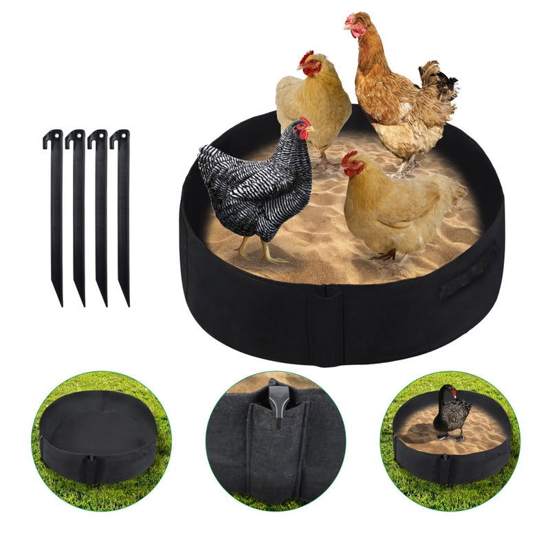 WBCBEC Chicken Dust Bath Tub Dust Bath for Chickens Chicken Coop Cleaner Container with 4 Ground Stakes Chicken Coop Accessory for Farms - Image 1