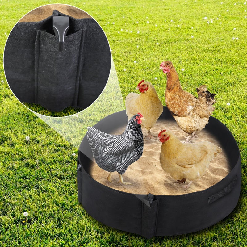 WBCBEC Chicken Dust Bath Tub Dust Bath for Chickens Chicken Coop Cleaner Container with 4 Ground Stakes Chicken Coop Accessory for Farms - Image 5