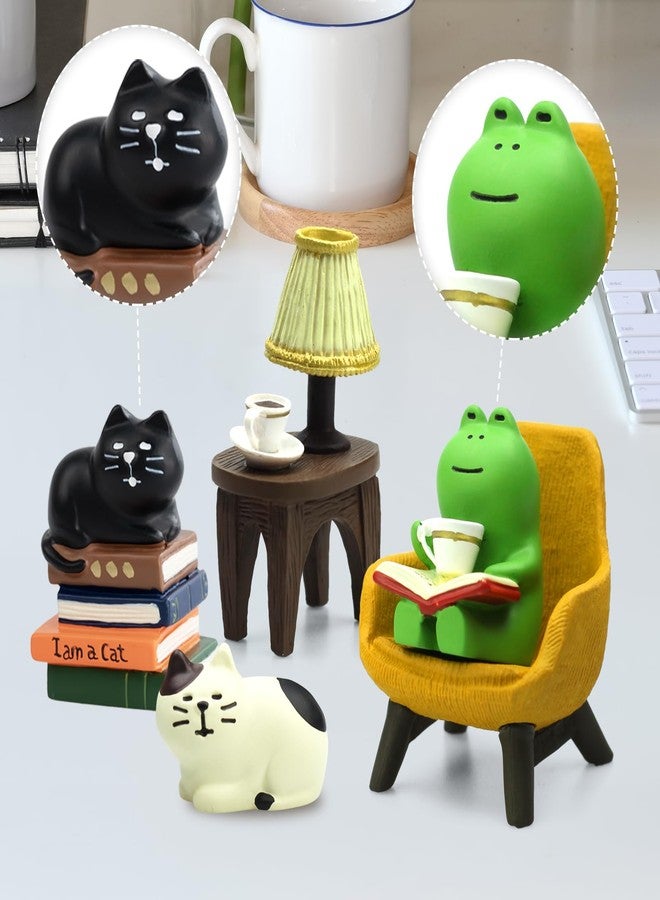 RAQWI Cute Mini Frog and Cat Figurine for Office, Home Decoration Perfect Cute Frog and Cat Gift - Image 3
