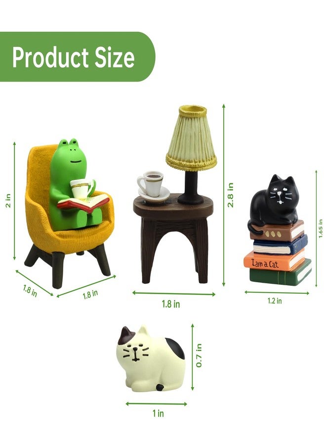 RAQWI Cute Mini Frog and Cat Figurine for Office, Home Decoration Perfect Cute Frog and Cat Gift - Image 2