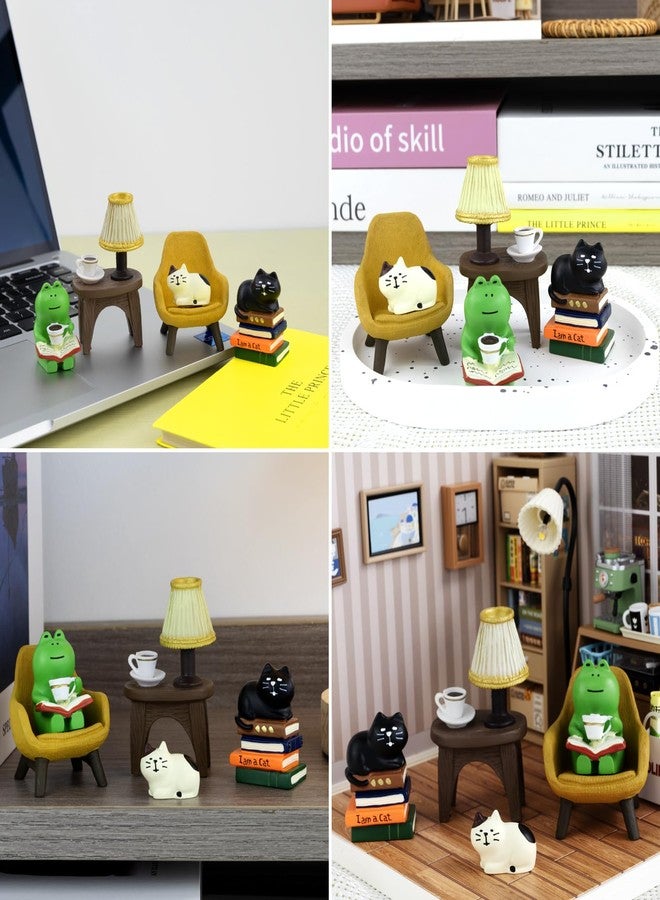 RAQWI Cute Mini Frog and Cat Figurine for Office, Home Decoration Perfect Cute Frog and Cat Gift - Image 4