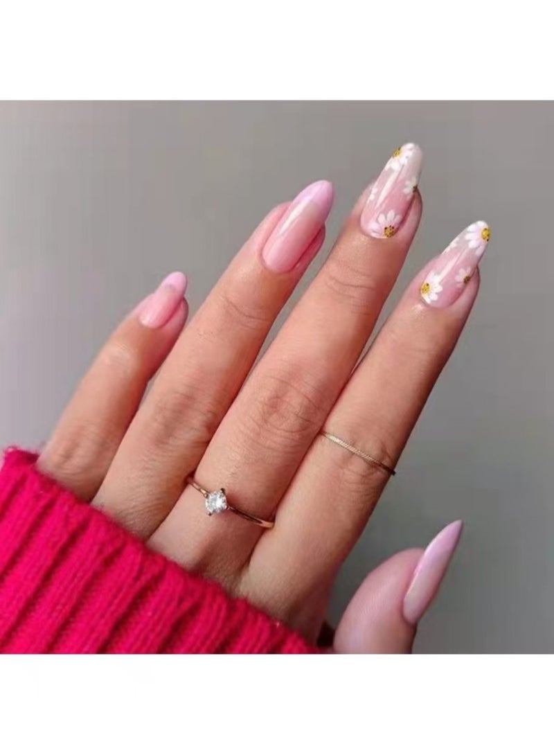 JOSQUEWNN Press on nails,24Pcs,French Pink Edge Wearable Nails, Fashionable and Minimalist Nail Tips for Effortlessly Creating an Elegant French Style, Perfect for Any Occasion,Fake Acrylic Nails With Glue Kit. - Image 1