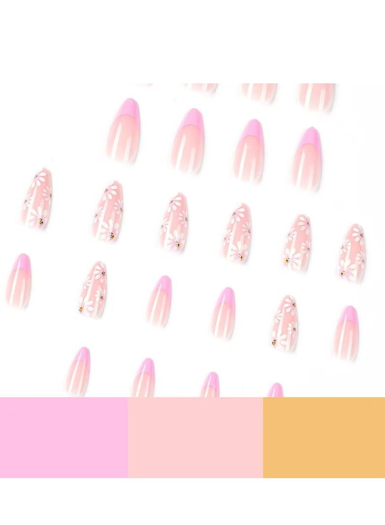 JOSQUEWNN Press on nails,24Pcs,French Pink Edge Wearable Nails, Fashionable and Minimalist Nail Tips for Effortlessly Creating an Elegant French Style, Perfect for Any Occasion,Fake Acrylic Nails With Glue Kit. - Image 2