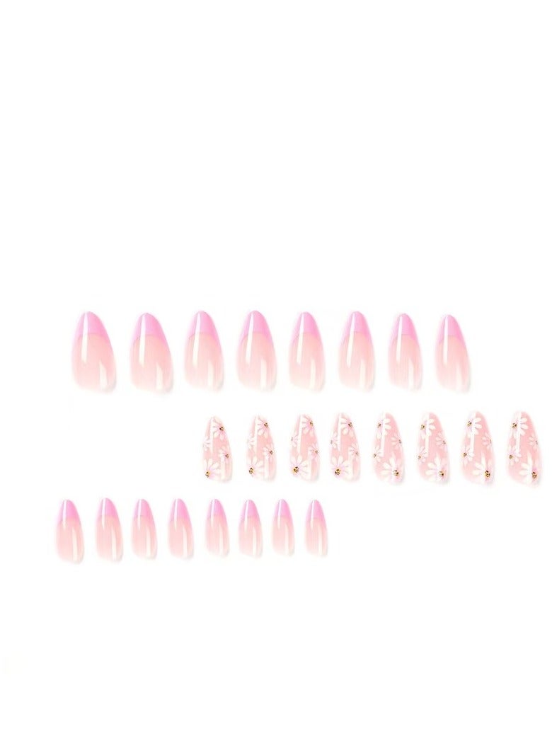 JOSQUEWNN Press on nails,24Pcs,French Pink Edge Wearable Nails, Fashionable and Minimalist Nail Tips for Effortlessly Creating an Elegant French Style, Perfect for Any Occasion,Fake Acrylic Nails With Glue Kit. - Image 5
