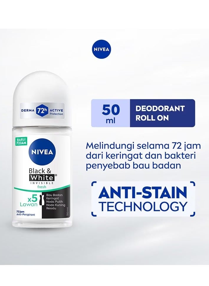 نيفيا مزيل عرق رول للنساء للأبيض والأسود، منعش غير مرئي، 50 مل، يدوم حتى 72 ساعة (عبوة من قطعتين) - Image 3