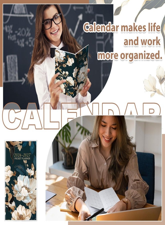 ReliThick 2026-2027 Pocket Calendar for Purse Small Monthly Planner for Women Magnolia Handy Weekly Pocket Planner Journal Notebook Christmas New Year Gift Sister Friends Women - Image 5