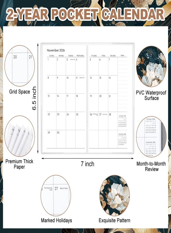 ReliThick 2026-2027 Pocket Calendar for Purse Small Monthly Planner for Women Magnolia Handy Weekly Pocket Planner Journal Notebook Christmas New Year Gift Sister Friends Women - Image 2