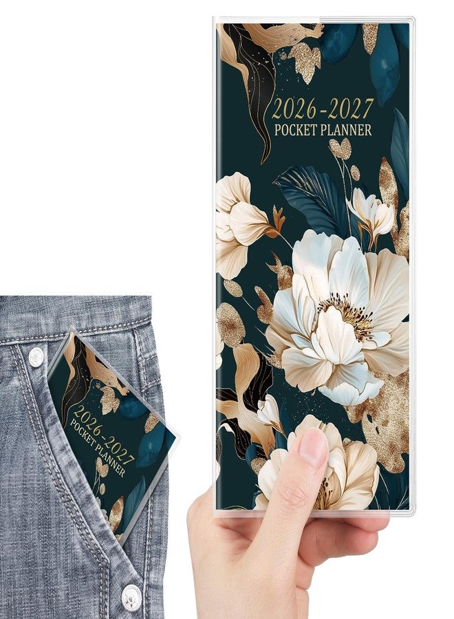 ReliThick 2026-2027 Pocket Calendar for Purse Small Monthly Planner for Women Magnolia Handy Weekly Pocket Planner Journal Notebook Christmas New Year Gift Sister Friends Women - Image 1