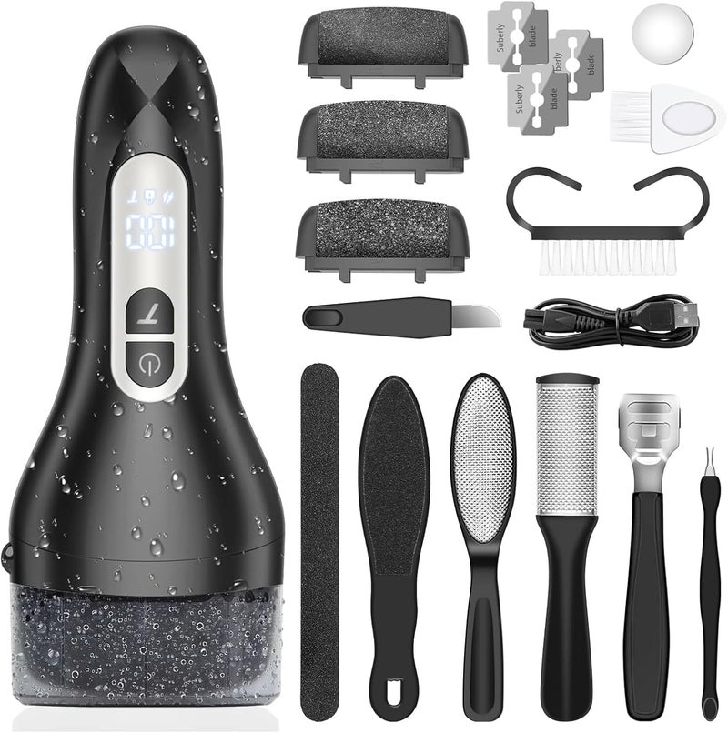 SHINESense Electric Callus Remover for Feet, USB Rechargeable Electric Foot File with 3 Rollers and 10 PCS Pedicure Tools Kit, Best Pedicure Tools for Men Foot Care - Perfect for Hard, Cracked, Dry, Dead Skin - Image 1