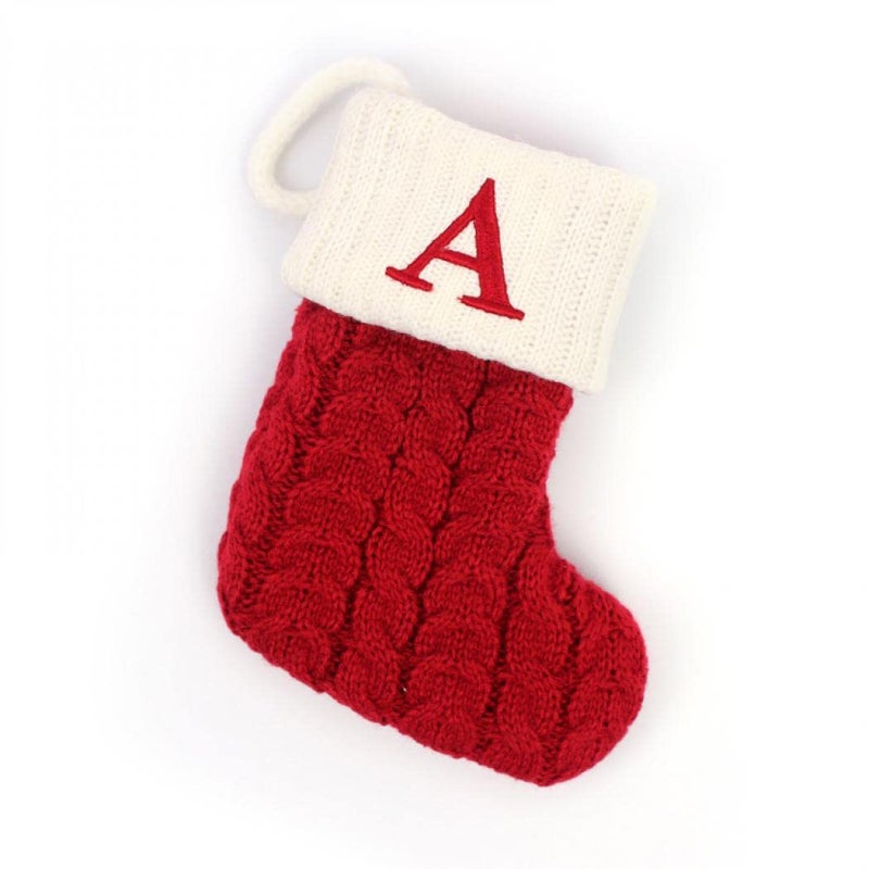 XUDREZ Christmas Stocking with 26 Letter Initial Embroidered Mini Cute Christmas Stockings Cotton Cord with White Super Soft Plush Cuffs Christmas Decorations 55  71 in A