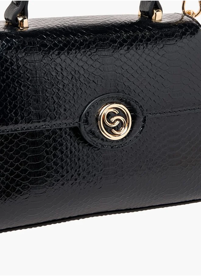 Celeste Women's Embossed Satchel Bag with Detachable Strap and Top Handle Ramadan Collection