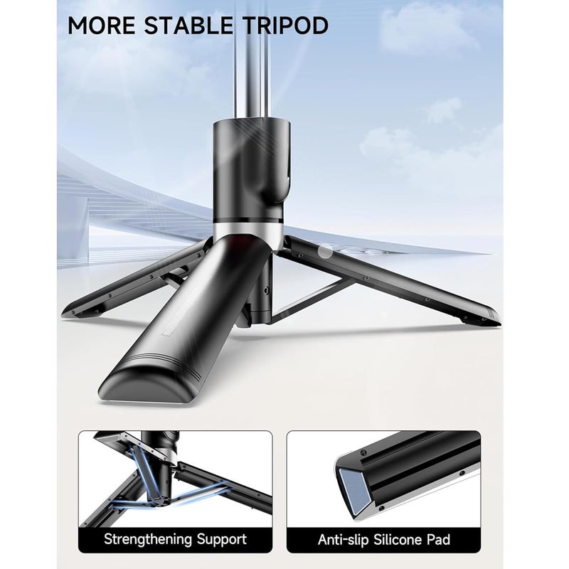 TARAVEE , Long Selfie Stick with Tripod Stand, Aluminum 71inch/180cm, 360° Degree Rotation Selfie Stick Tripod,for iPhone, Blutooth Remote,& LED Fill Light, for Camera Gopro for Vlogging,YouTube - Image 4