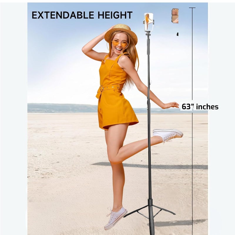 TARAVEE , Long Selfie Stick with Tripod Stand, Aluminum 71inch/180cm, 360° Degree Rotation Selfie Stick Tripod,for iPhone, Blutooth Remote,& LED Fill Light, for Camera Gopro for Vlogging,YouTube - Image 3