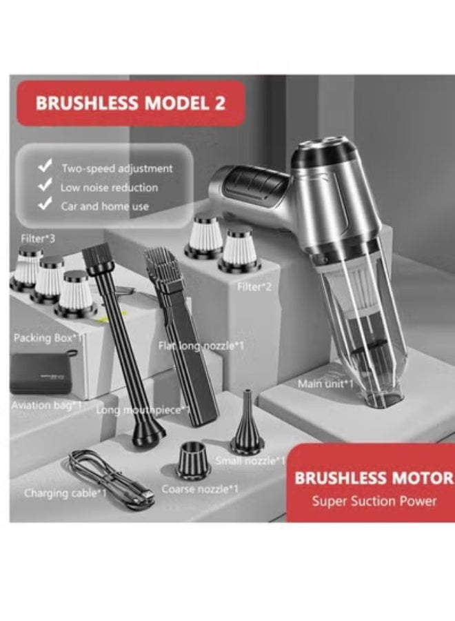 AROAQ Portable Handheld Car Vacuum Cleaner 95000 Pa Powerful Cordless Vacuum Cleaner Cleaning Tools Accessories (Gray With 5 Filter ) - Image 1