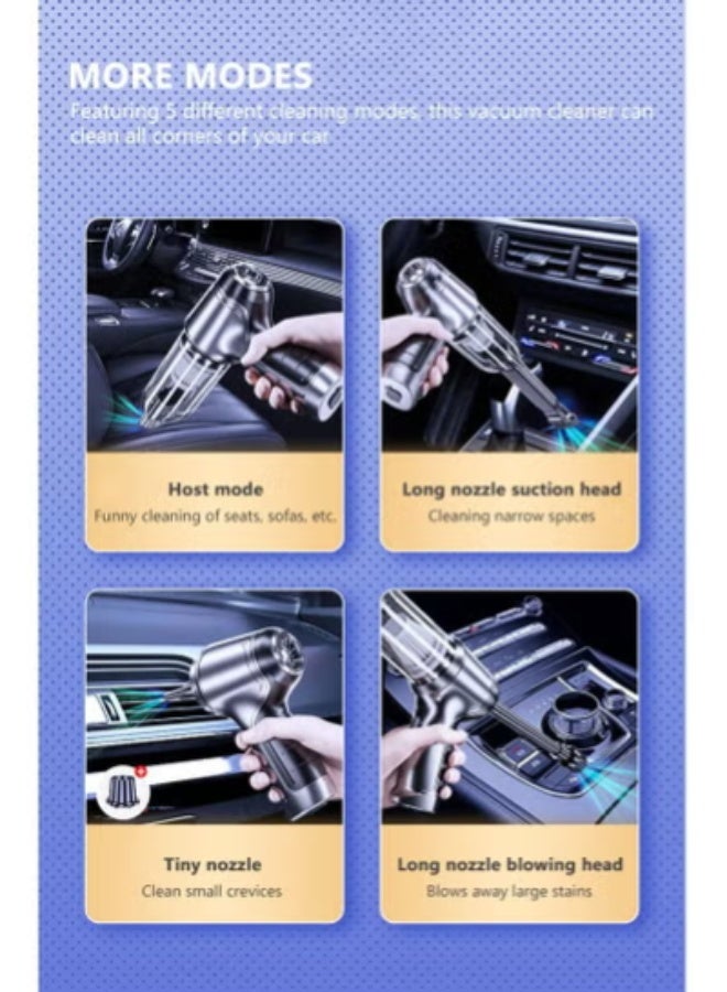 AROAQ Portable Handheld Car Vacuum Cleaner 95000 Pa Powerful Cordless Vacuum Cleaner Cleaning Tools Accessories (Gray With 5 Filter ) - Image 3