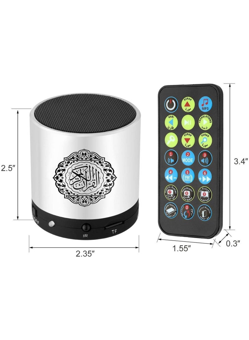 Portable Digital Quran Speaker,Anlising Quran Speaker with Remote Control,Quran Speaker MP3 Player,Quran Translator,USB Rechargeable,8GB,over 18 Reciter and 15 Translations Available Silver - Image 2