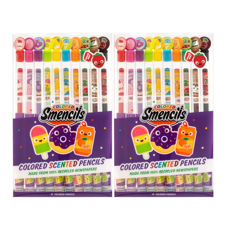 Scentco Colored Smencils 2 Pack Patented Gourmet Scented Colored Pencils made from Recycled Newspapers 10 Count Gifts for Kids School Supplies Classroom Rewards - Image 2