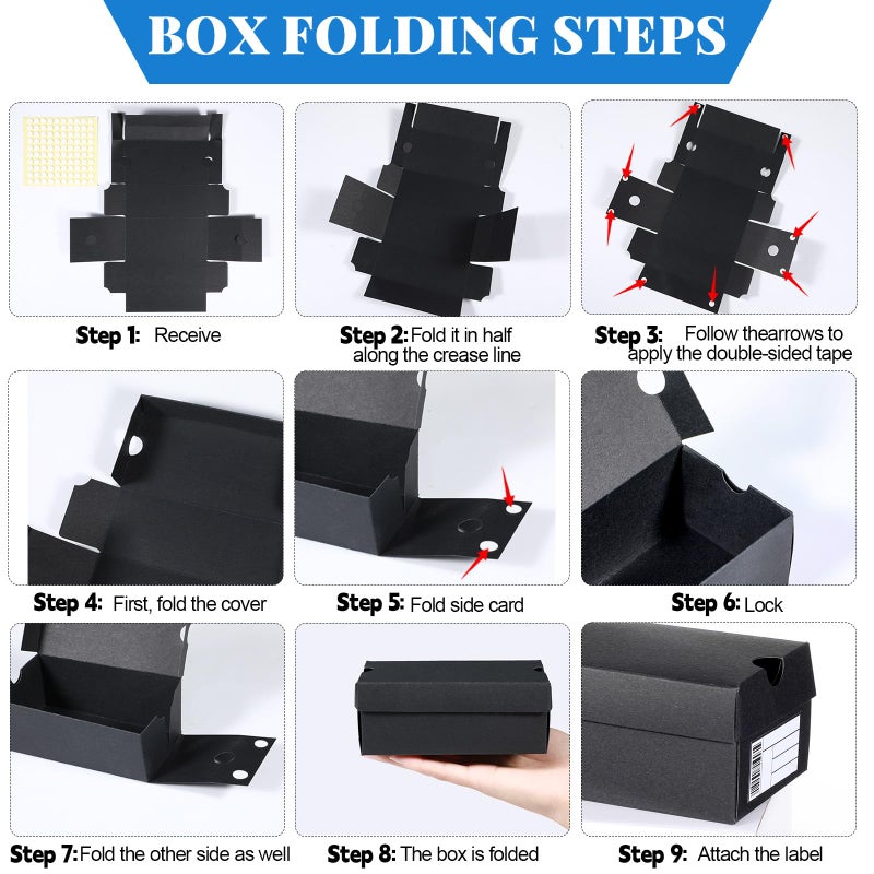 Bornerwhite 24 Sets Mini Shoe Gifts Boxes Mini Sneaker Boxes 4.7x2.5x2 Small Shoe Cases Cardboard Sports Theme Small Gift Case with Writable Label Birthday Party Favor for Candies Cookies Snacks Black - Image 3