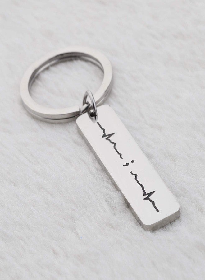 BNQL Semicolon Heartbeat Keychain Keep Going Keychain My Story Isn't Ovet Yet Inspiration Jewelry (keychain) - Image 4