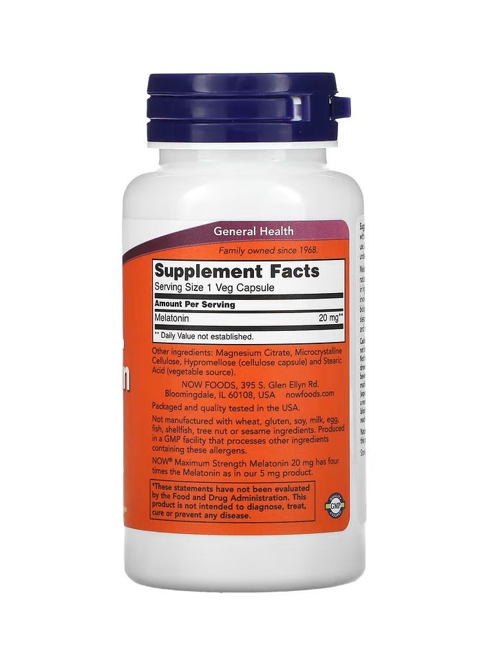 now Maximum Strength Melatonin 20 mg 90 Veg Capsules  - Image 2