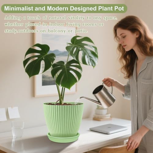 SupKing Large Plant Pots 7.5/6.7/6 Inch Set of 3, Plastic Flower Pots Planters with Drip Trays and Multi Mesh Drainage Holes Multicolor Nursery Planting Pot for Indoor Outdoor Garden Plants - Image 5