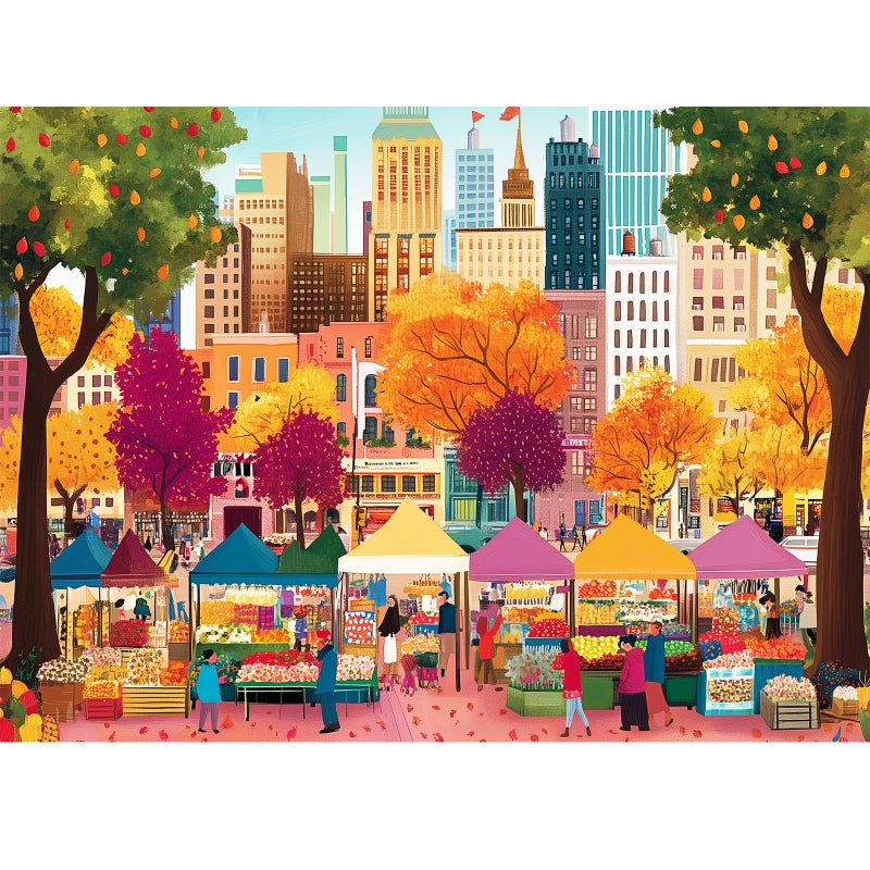 Nitktaia 500 Pieces Puzzle for Adultsâ€“Beautiful Autumn Market Puzzle for Adults Elderlyâ€“Recycled Paper Jigsaw Puzzle 500 Pieceâ€“Glossy, Sturdy Pieces Challenging Family Game Great Gift Idea (20.5x15in) - Image 1